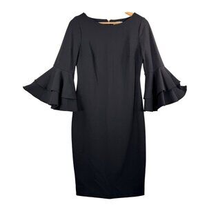 Calvin Klein Bell Sleeve Scuba dress stretch office classic black sz 8